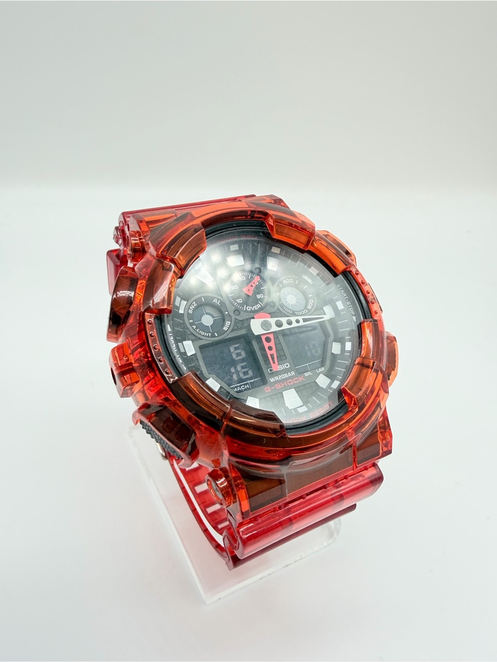 Transparent Red Custom Sports Watch
